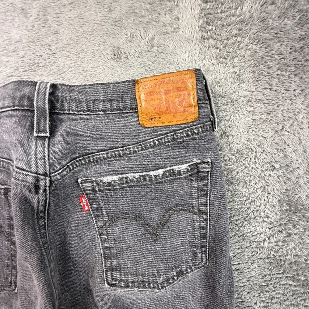 Levi's Premium 501 S Big E Button Fly Jeans Gray Stretch Denim Womens 29x30